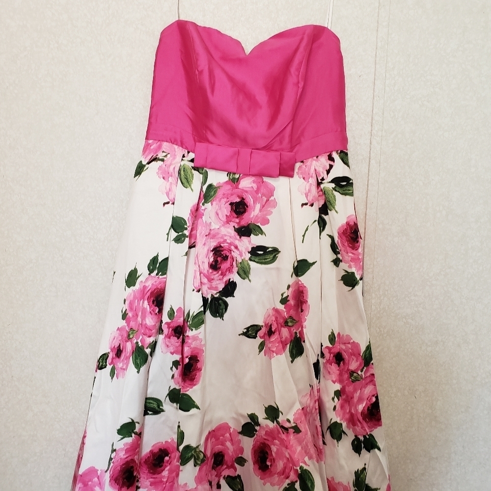 NEW FLORAL STRAPLESS DRESS SIZE:15 - Picture 3 of 12